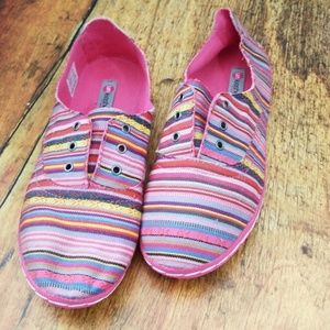 Pink Ikat Striped Slip on Sneakers Shoes - New
